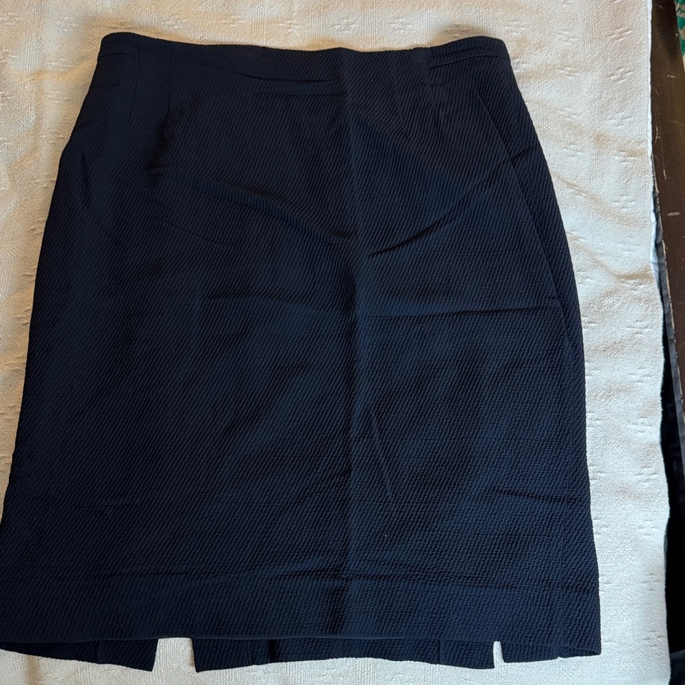 MM Lafleur Textured Navy Pencil Skirt